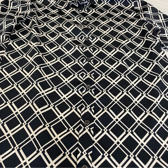 Banana Republic Dillon Blouse XS Navy White Geometric Print - Picture 3 of 5